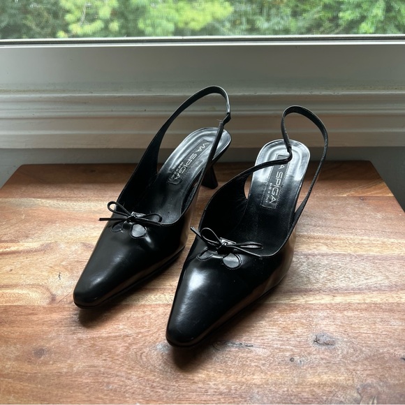 Via Spiga Black Slingback Heels with Bow - Picture 1 of 7